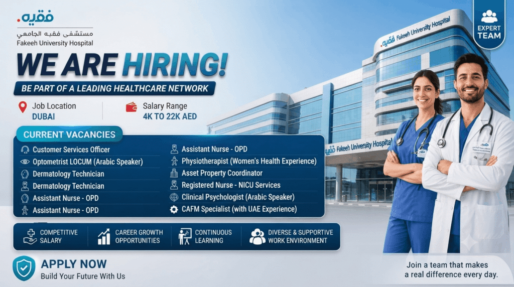 Fakeeh University Hospital Dubai Careers 2026